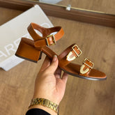 Salto Arezzo Couro Bloco Tiras Fivelas A136660002