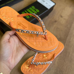 Sandália Santa Lolla Flip Flop Corrente Dourada 0106.0D67