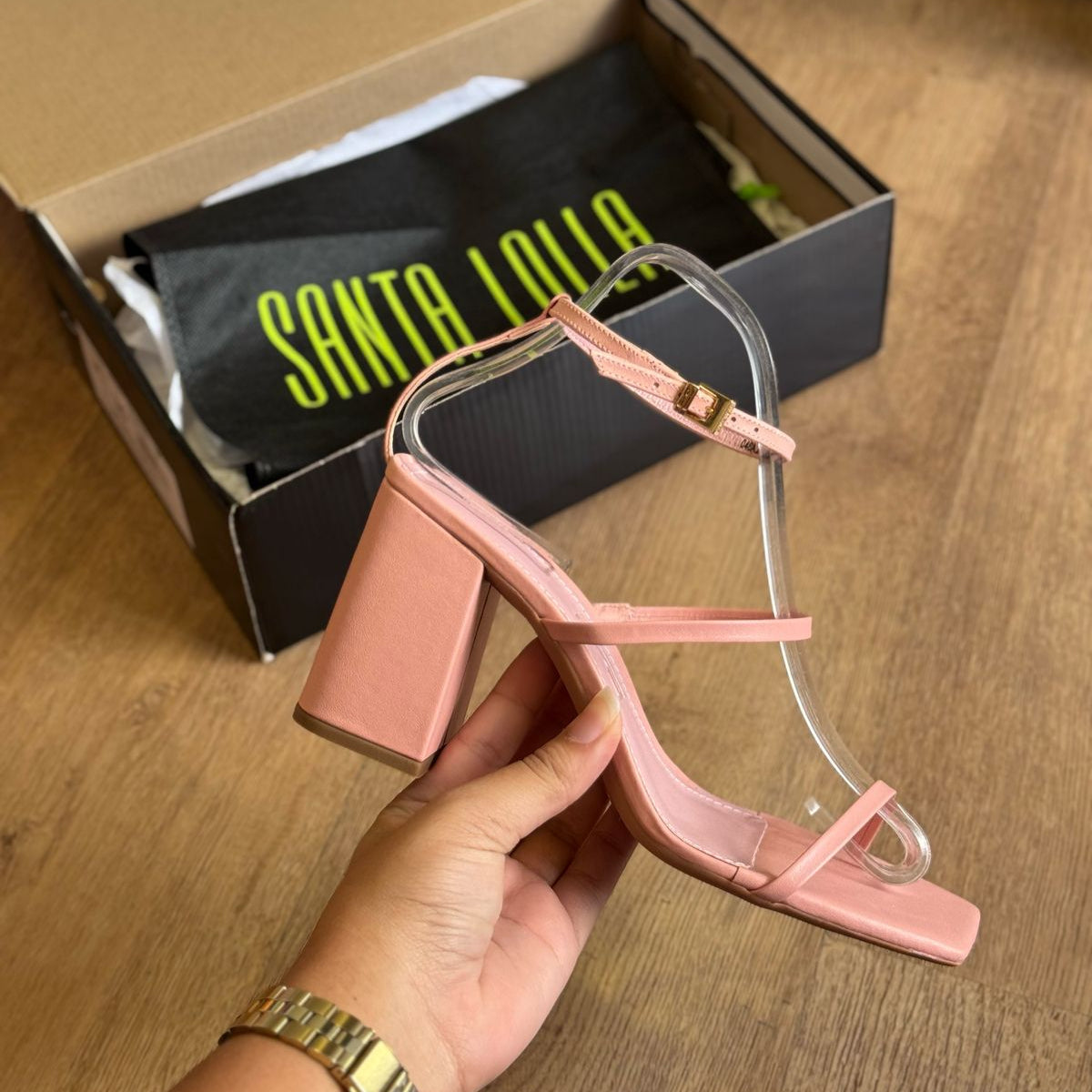 Sandália Santa Lolla Couro Confort Salto Bloco 046A.2BCD.033B