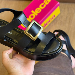 Sandália Moleca Napa Tresse Detalhe Dourado 5553.103