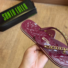 Sandália Santa Lolla Flip Flop Corrente Dourada 0106.0D67