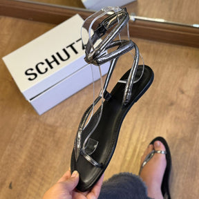 Sandália Schutz Rasteira Metalizada S042370334