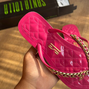 Sandália Santa Lolla Flip Flop Corrente Dourada 0106.0D67