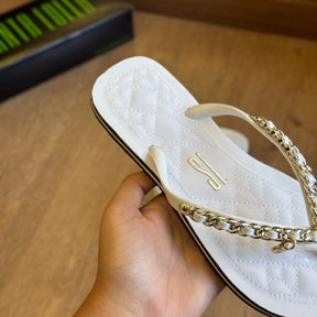 Sandália Santa Lolla Flip Flop Corrente Dourada 0106.0D67