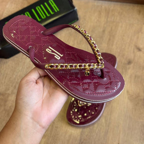 Sandália Santa Lolla Flip Flop Corrente Dourada 0106.0D67