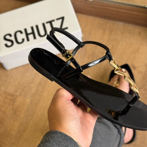 Sandália Schutz Rasteira Triangulos Dourados S224460001