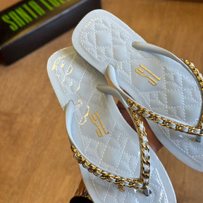 Sandália Santa Lolla Flip Flop Corrente Dourada 0106.0D67