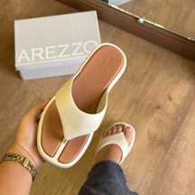 Sandália Arezzo Flatform Bicolor Tira Z191690001