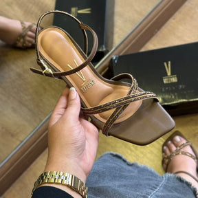 Sandália Vizzano Salto Fino Tiras Brilhosas 6536.105