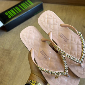 Sandália Santa Lolla Flip Flop Corrente Dourada 0106.0D67