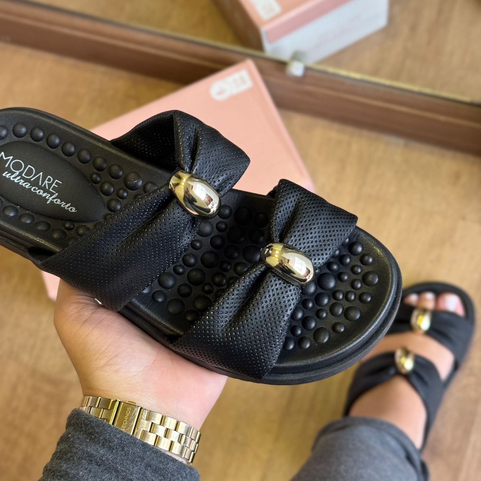 Sandália Modare Espelho Dourado 7178.122