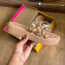 Sandália Moleca Papete com Bolinhas Douradas 5489.121