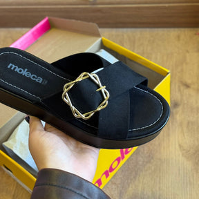 Sandália Moleca Detalhe Fino na Tira 5553.101 - Veludo