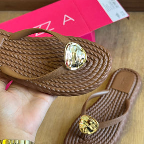 Rasteira Arezzo Detalhe Dourado Z191550006