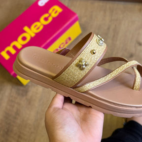 Sandália Moleca Detalhes em Prata 5490.125