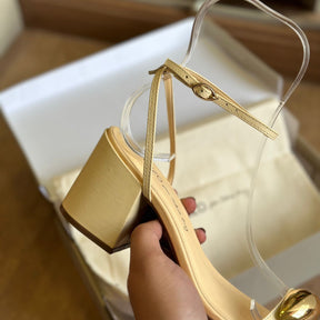 Sandália Arezzo Couro Salto Bloco Metal Silvia Braz A124630030