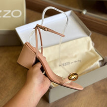 Sandália Arezzo Couro Salto Bloco Metal Silvia Braz A124630030