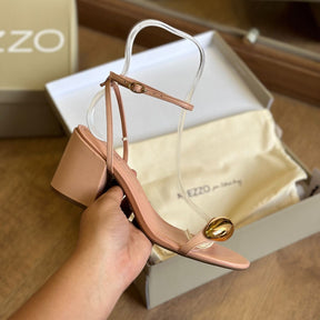 Sandália Arezzo Couro Salto Bloco Metal Silvia Braz A124630030