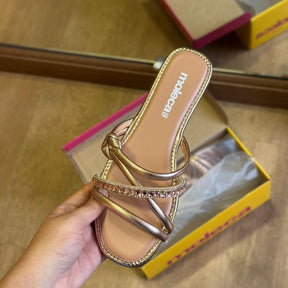 Sandália Moleca Metalizada Tiras Brilhosas 5435.547