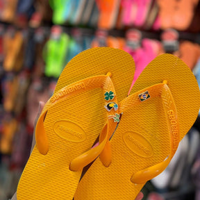 Havaianas Top + Pingente Trevo, Tucano, Coqueiro e Brasil