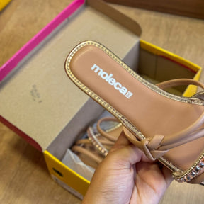 Sandália Moleca Metalizada Tiras Brilhosas 5435.547