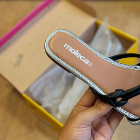 Sandália Moleca Metalizada Tiras Brilhosas 5435.547