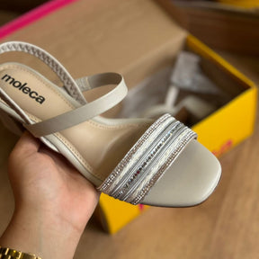 Sandália Moleca Salto Bloco com Brilho 5496.114