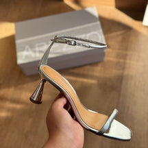 Sandália Arezzo Dourada Salto Baixo Ampulheta A136140001