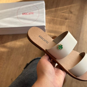 Sandália Ana Capri Rasteira Tira Dupla Couro C300140415