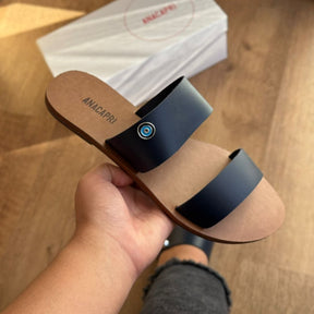 Sandália Ana Capri Rasteira Tira Dupla Couro C300140415