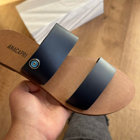 Sandália Ana Capri Rasteira Tira Dupla Couro C300140415