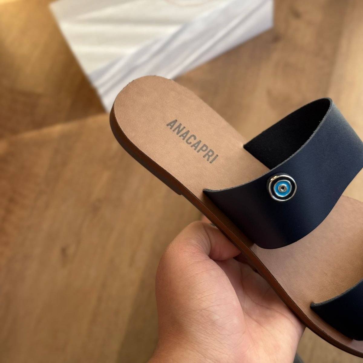 Sandália Ana Capri Rasteira Tira Dupla Couro C300140415