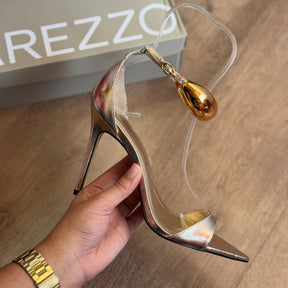 Sandália Arezzo Couro Salto Fino Metal Silvia Brazz A129770033