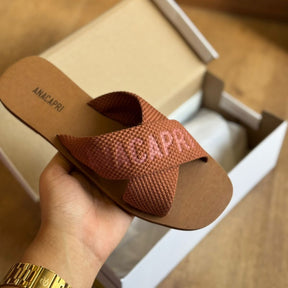 Sandália Ana Capri Salto Rasteiro Tecido C30244008