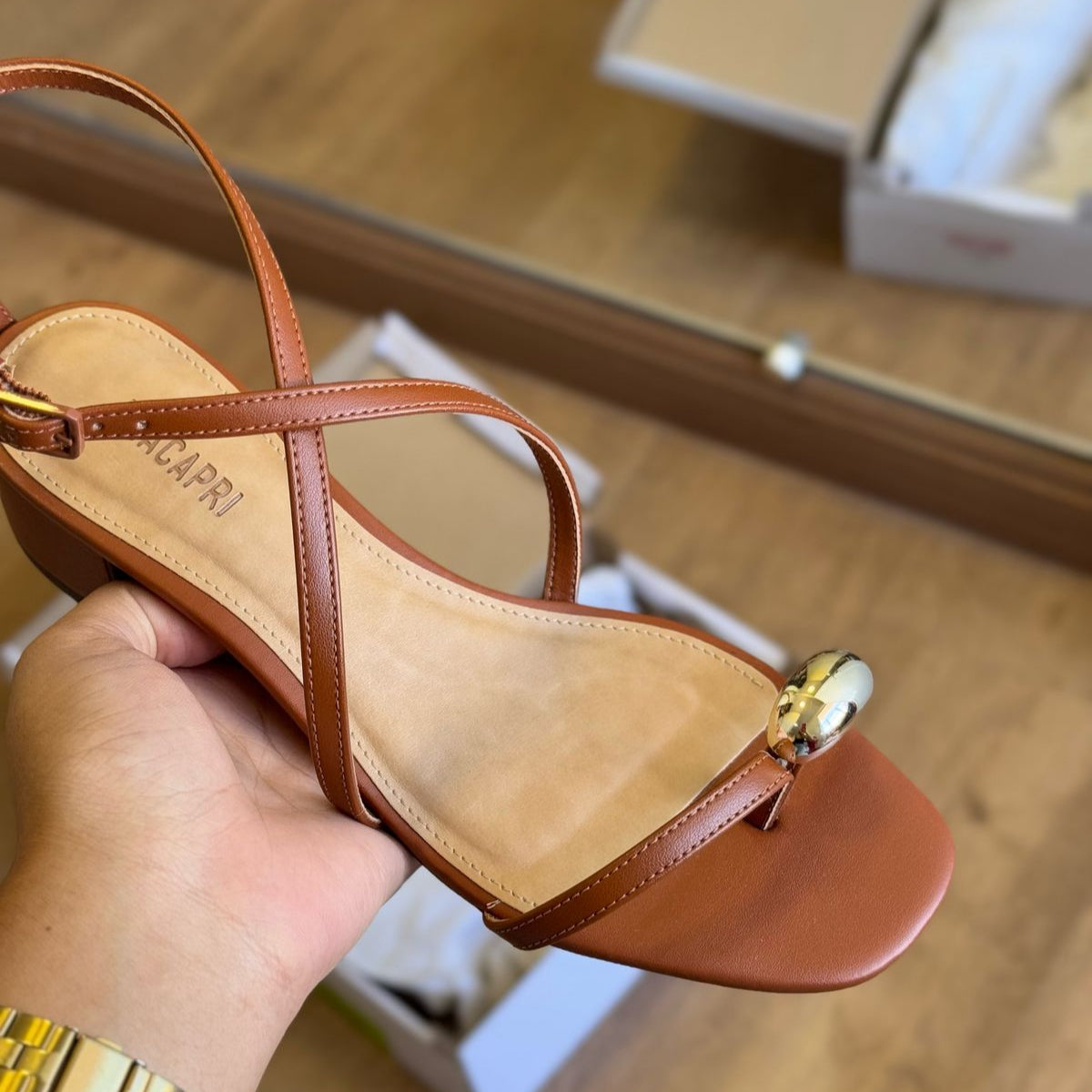 Sandália AnaCapri Detalhe Dourado Tiras Finas C30489009