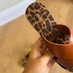 Rasteira Ana Capri Tiras Cruzadas Couro Animal Print C300140004