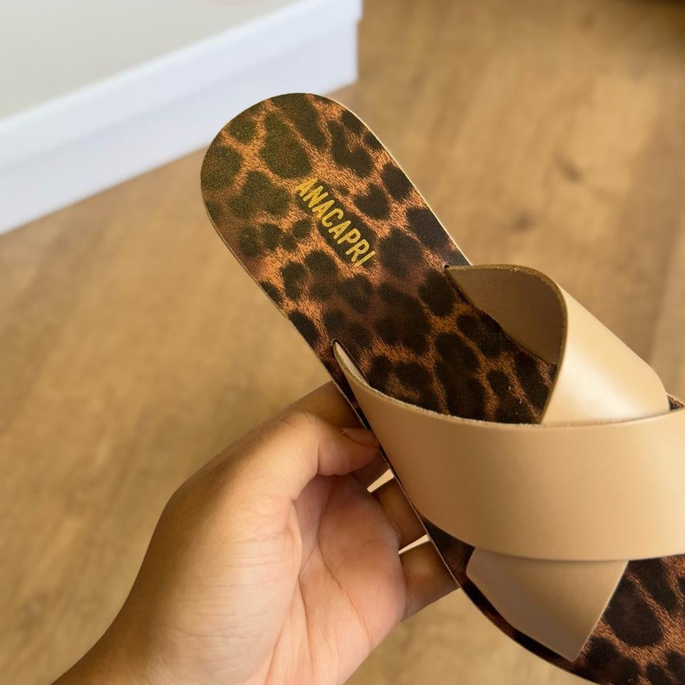 Rasteira Ana Capri Tiras Cruzadas Couro Animal Print C300140004