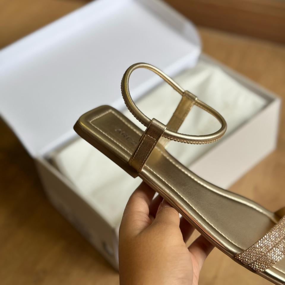 Sandália Arezzo Tiras Finas Slide Tiras Duplas Brilho A131320006