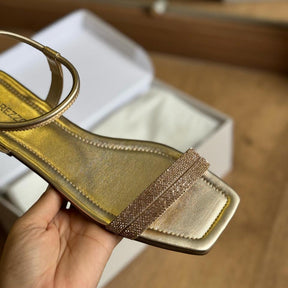 Sandália Arezzo Tiras Finas Slide Tiras Duplas Brilho A131320006