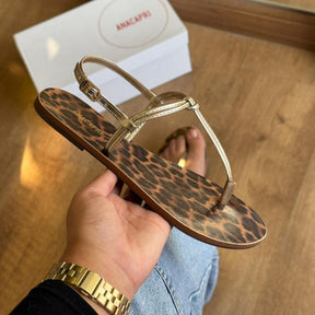 Rasteira Ana Capri Slim Nó Estampa de Onça C300140431