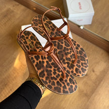 Rasteira Ana Capri Slim Nó Estampa de Onça C300140431