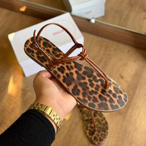 Rasteira Ana Capri Slim Nó Estampa de Onça C300140431