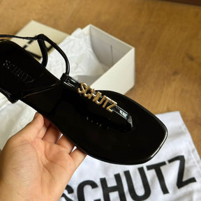 Sandália Schutz Rasteira Crystal Schutz Logo S011680089