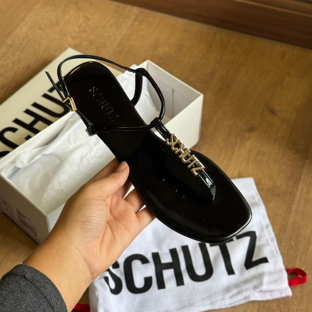 Sandália Schutz Rasteira Crystal Schutz Logo S011680089