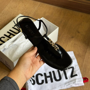 Sandália Schutz Rasteira Crystal Schutz Logo S011680089