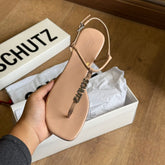 Sandália Schutz Rasteira Crystal Schutz Logo S011680089