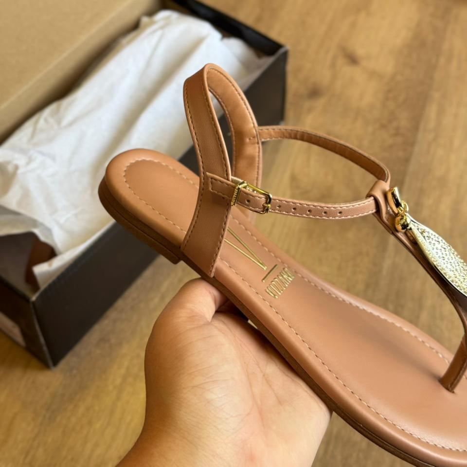 Rasteira Vizzano Detalhe Dourado de Folha 6371.374