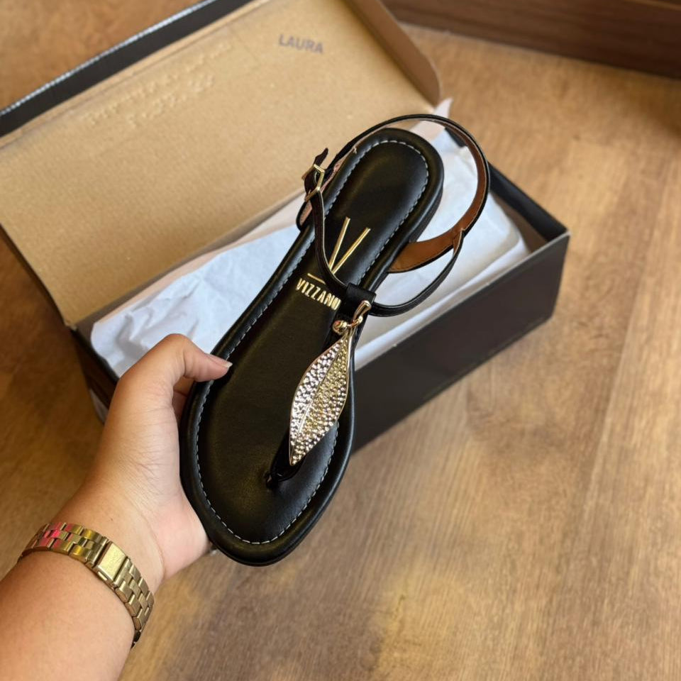 Rasteira Vizzano Detalhe Dourado de Folha 6371.374