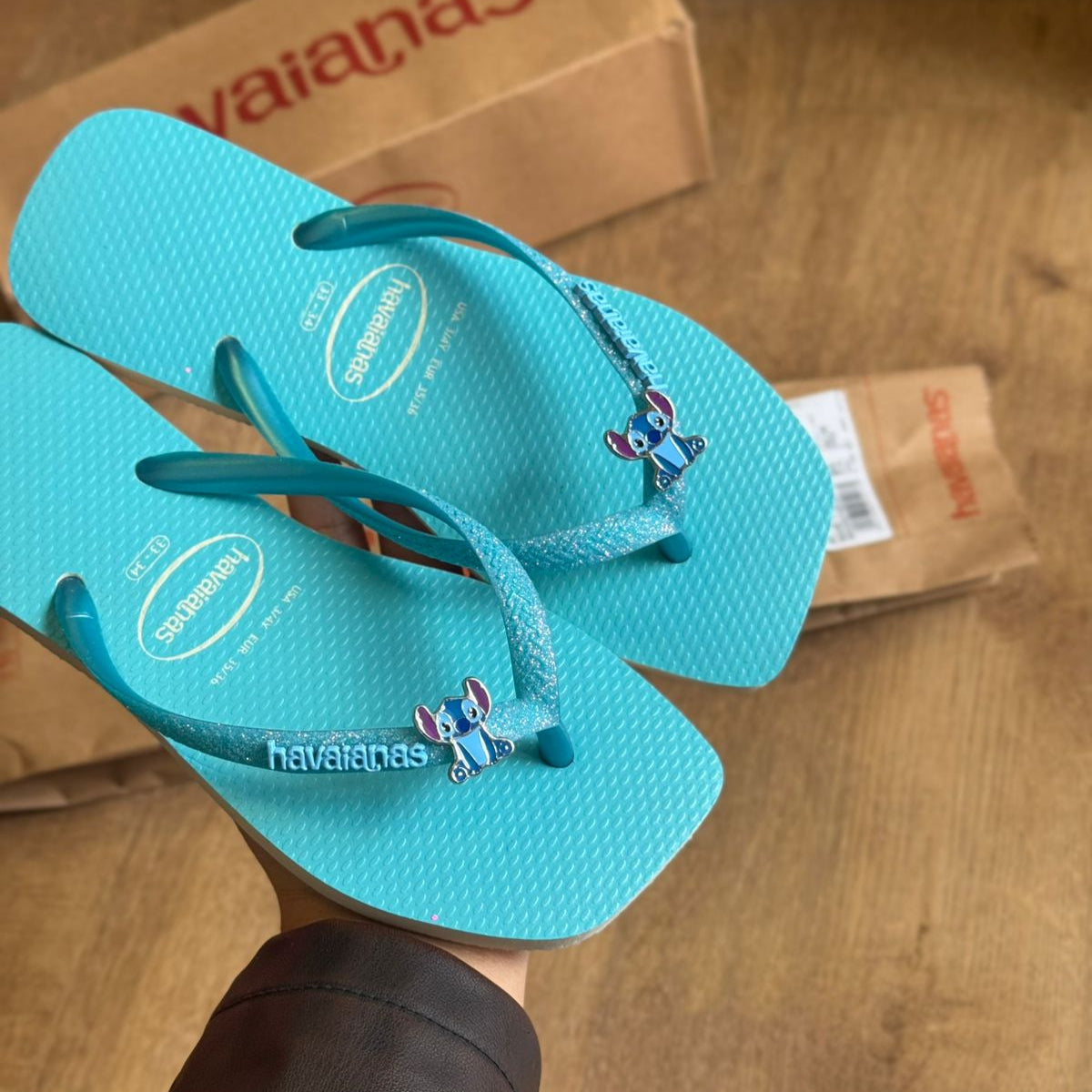 Havaianas Slim Square Glitter Neon + Pin Stitch