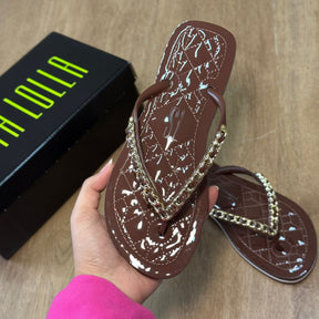 Sandália Santa Lolla Flip Flop Corrente Dourada 0106.0D67